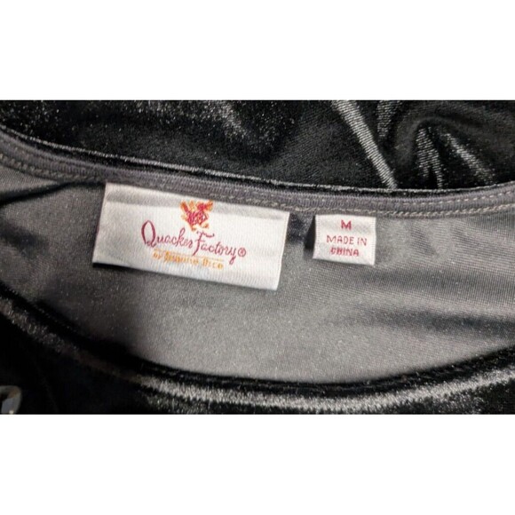 Quacker Factory Tunic M Women's Black Velvet Chunky Rhinestones Long Sleeve - Picture 6 of 8